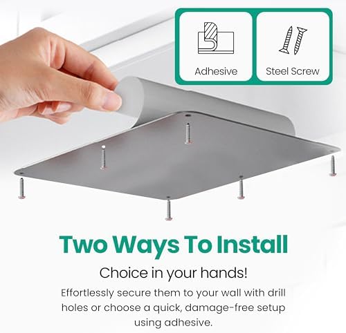 17.5inchX11.5inch Large Stainless Steel Plate for Magnets, 3M Adhesive Back, Mounting Screws, Ideal for Magnetic Shelf, Spice Holders, Colorful Magnets as a Gift. Mount Anywhere! (Silver, 1 Pack)
