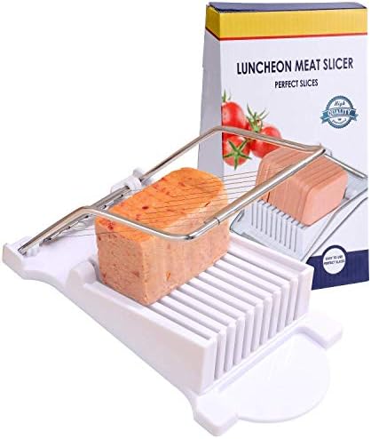 Slicer, Luncheon Meat Slicer Boiled Egg Fruit Soft Cheese Butter Slicers Cutter, Stainless Steel Wires, Cuts 10 Slices (White) by NVTED