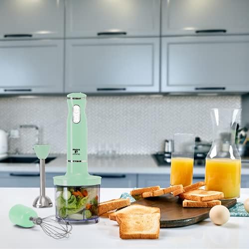 Hand Blender Electric With Egg Whisk & Chopper, Powerful 300 Watt Stick Blender, Hand Mixer Set Stainless Steel Shaft & Blades, Handheld Blender With Ergonomic Handle