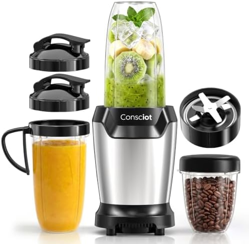 Consciot 11-Piece Countertop Blender Max 1300W, with 37oz, 32oz & 22oz Cups by Consciot