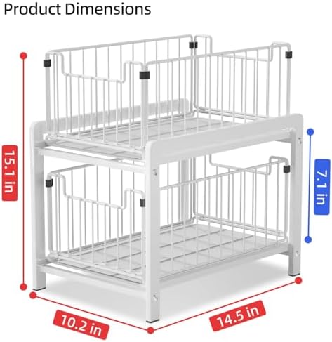 2-Tier Pull Out Cabinet Organizer, Slide Out Under Sink Organizer