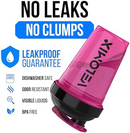 VELOMIX 2 Pack 20oz Protein Shaker Bottle for Protein Mixes, Black - Image 3