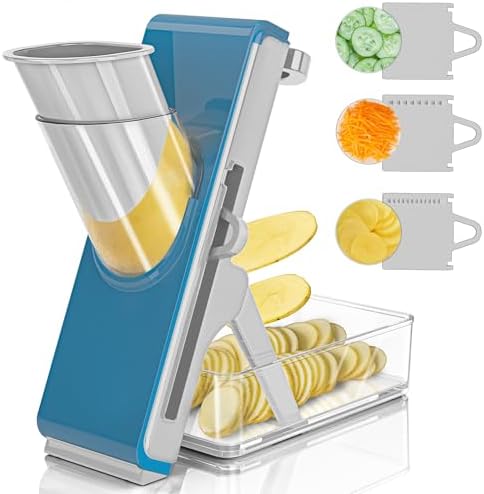 Mandoline Slicer Safe Multifunctional Dicer Adjustable Commercial Slicer Machine Stainless Steel Chopper (Grey Light Blue) by DAYIH