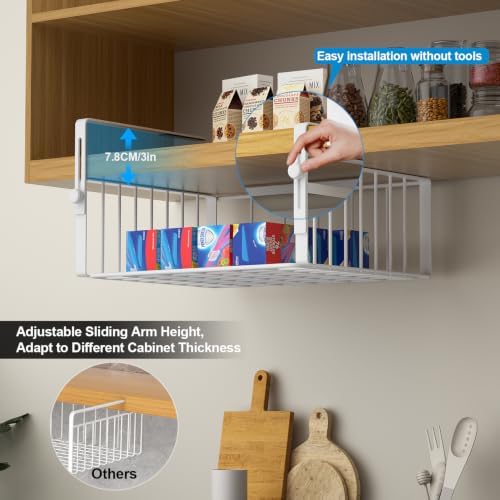 2Pack Under Shelf Basket Storage,Adjustable Hanging,White