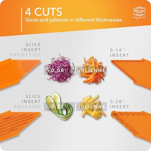Mandoline Slicer V3 (Starter Set) • V-Slicer for 5 Cutting Styles with Fruit Holder • Adjustable Vegetable Slicer for Vegetables & Fruits • Stainless Steel V-Blade • Color: Orange