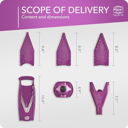 Börner Mandoline Slicer V5 (Starter Set) • Vegetable V-Slicer for Slices, Sticks & Dices in Various Sizes • With Stainless Steel V-Blade • Adjustable Kitchen Slicer • Color: Purple - Image 7
