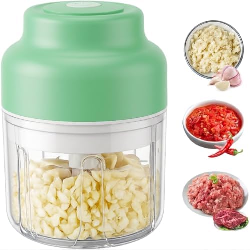 2026 New Electric Garlic Chopper, Mini Portable Veggie Chopper USB Charging Wireless Food Processor, Upgrade Electric Mini Garlic Chopper Set Wireless Veggie Grinder (Green, 350ML) by Hekisace