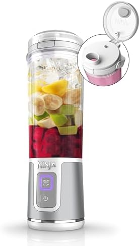 Ninja BC151WH Blast Portable Blender, Cordless, 18oz. Vessel, Personal Blender-for Shakes & Smoothies, BPA Free, Leakproof-Lid & Sip Spout, USB-C Rechargeable, Dishwasher Safe Parts, White (Renewed) by Amazon+Renewed