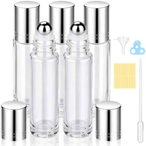 5 Pack 10ml Empty Glass Roller Bottles, Leak Resistant for Perfume by GOKOYAN
