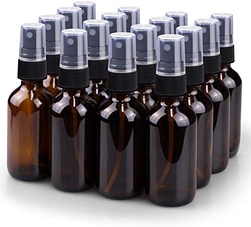 Wedama Spray Bottle, 2 oz Fine Mist Glass Spray Bottles, Little Refillable Liquid Containers for Watering Flowers Cleaning (16 Pack, Amber) by Wedama