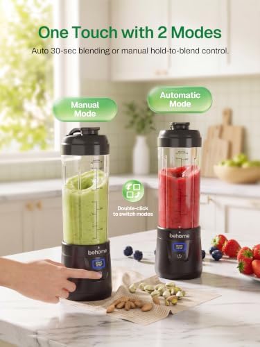 Behome Portable Blender Smoothies and Shakes, Personal Juicer 14 OZ BPA Free Portable Cups, USB-C Rechargeable, Dishwasher Safe Parts - Mini Small Blenders Cup Fits Home, Office, Gym, Travel - Image 5