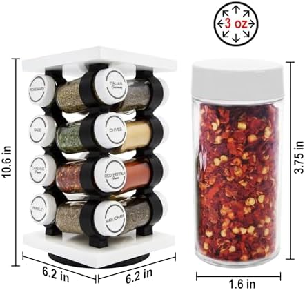 16 Jar Rotating White Spice Rack