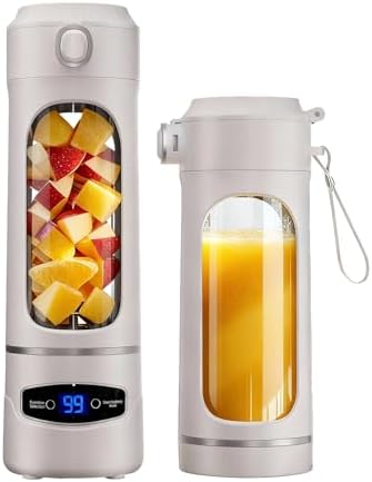 Portable Personal Blender 600ML – Mini Blender USB Rechargeable, 12-Blade Personal Size Smoothie & Shake Maker with 3 Timed Modes for Travel, Digital Display, Gym & Home by Aetherika