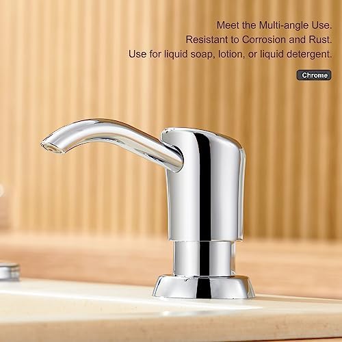 Dish Soap Dispenser for Kitchen Sink, 17 oz Bottle, Chrome