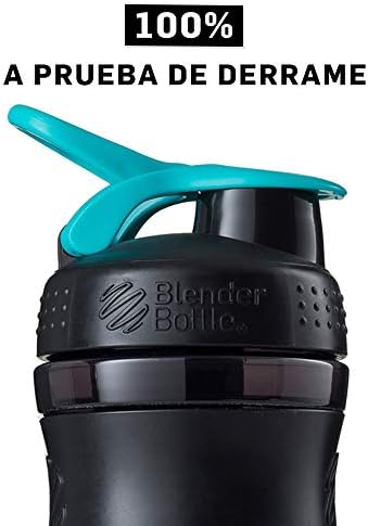 BlenderBottle SportMixer Tritan Grip Shaker Bottle, Transparent Black/Teal, 28-Ounce - Image 6