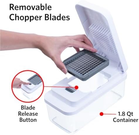Glad 2-in-1 Vegetable Chopper - 1.8 Quart Food Chopper with 2 Interchangeable Blades (1/4" & 1/2") - Onion Dicer and Veggie Cutter for Meal Prep, Dishwasher Safe Kitchen Gadget - Image 3