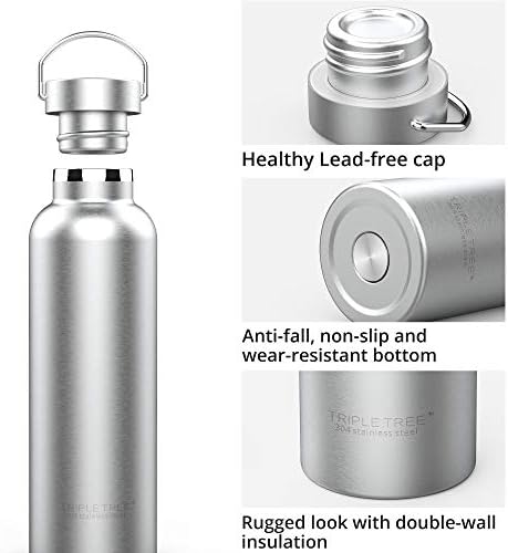 26OZ Vacuum Insulated Stainless Steel Water Bottle, Double Wall Wide Mouth Lids Keeps beverage Hot or Cold Sweat Proof