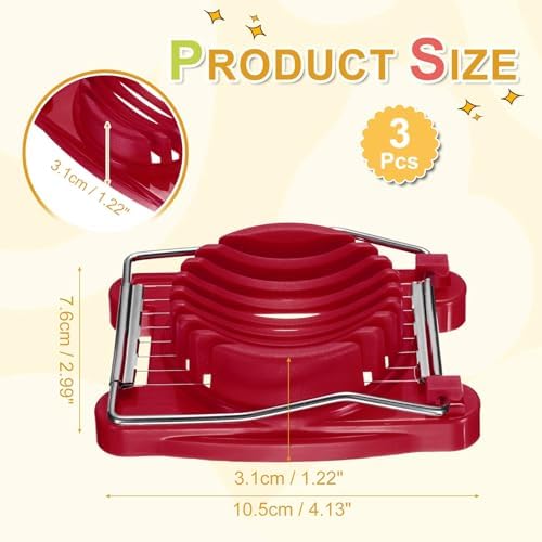 uxcell 3 Pack Egg Slicer for Hard Boiled Eggs, Stainless Steel Wire, Red - Image 2
