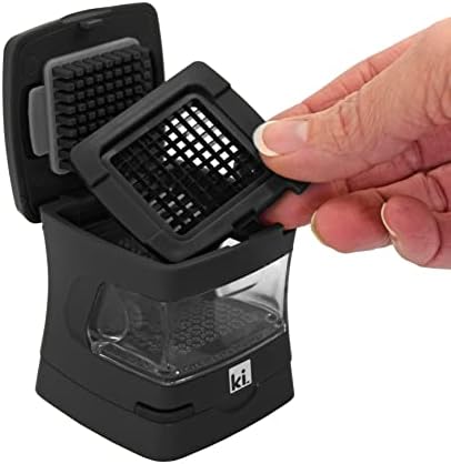 Garlic-A-Peel Garlic Press, Crusher, Cutter, Mincer, and Storage Container - Includes Silicone Garlic Peeler - Easy to Clean - Stainless Steel Blades – (Black), standard - Image 5