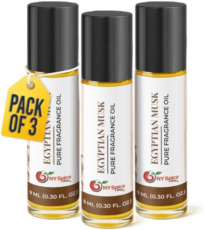 NY Spice Shop Egyptian Musk Fragrance – Pack of 3 Soft Floral Musk – Musky Essence & Oil Base Fragrance Blend with Enduring Aroma Tone – Traditional Arabic Perfume for Personal Scent Collection by NYSpiceShop