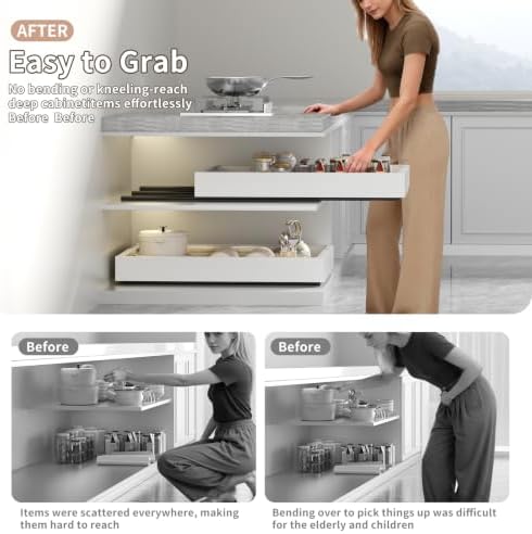 Pull Out Cabinet Organizer, Expandable 12.6"-20.47" 2Pack (White)