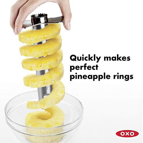 Good Grips Stainless Steel Pineapple Corer & Slicer,Silver/Black & Good Grips Apple Slicer, Corer and Divider,White