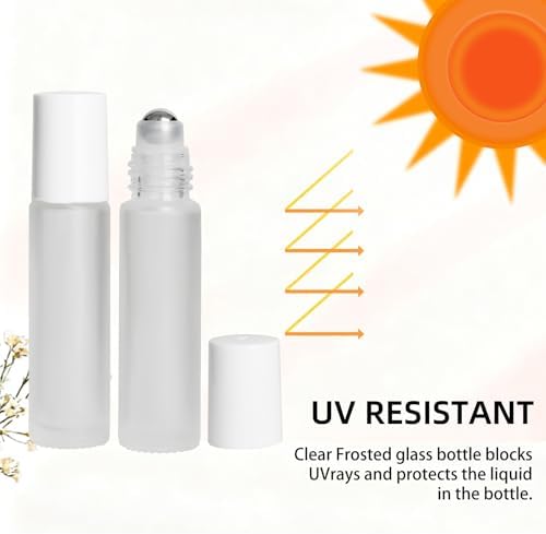 10ml Glass Essential Oil Roller Bottle, 24PCS Clear Frosted Essential Oil Roller Bottles with Stainless Steel Rollers - Refillable, Leak-Proof Design, Suitable for Travel and DIY Skincare Products. - Image 4