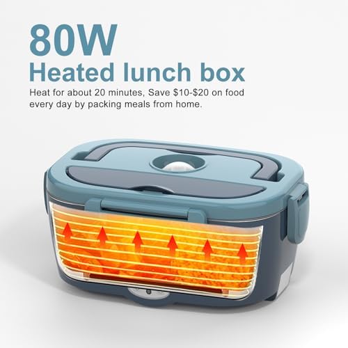 Electric Lunch Box Food Warmer Portable Heated Lunchbox Adult, Blue