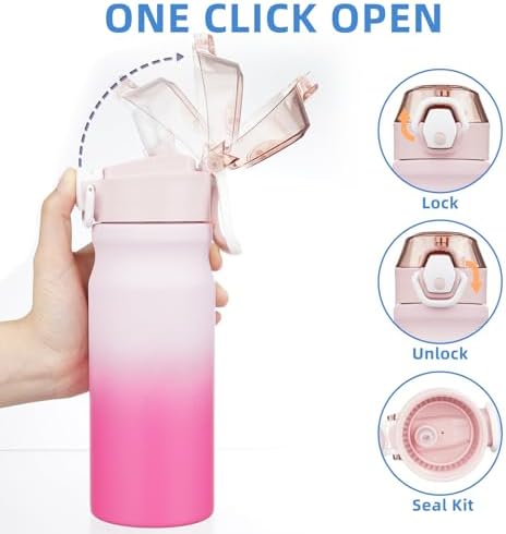 BJPKPK 18 oz Water Bottle with Straw & Handle, Insulated Stainless Flask - Image 3