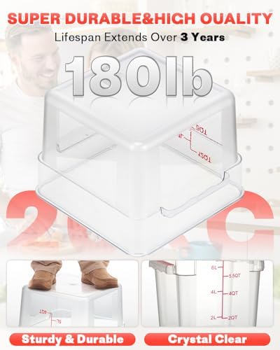 4QT 4PCS NSF Commercial Clear Food Storage Containers with Lids(RED)