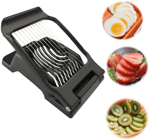 Egg Slicer for Hard Boiled Eggs, Heavy Duty Aluminium Egg Cutter Strawberry Slicer for Egg Strawberry Tomato Mushroom Soft Fruit (Black) by Jormey