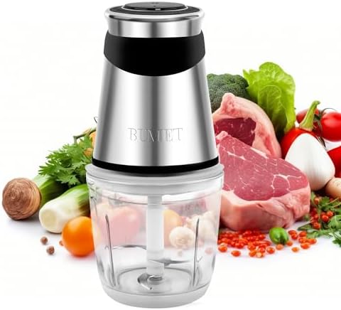 500W Mini Chopper 2.5-Cup Glass Bowl Steel Blades