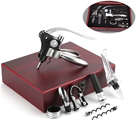 Wine Opener,Wine Bottle Opener, Wine Accessories Areator Wine Opener Kit, Red wine Corkscrew Set with Wood Case,Wine Gift with Luxury Packaging