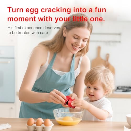 Egg Cracker, Silicone Egg Shell Opener, Cute Egg Shaped Design, Opens Eggs with Ease, A Little Happiness Boost for Your Kitchen (1, Red) - Image 5
