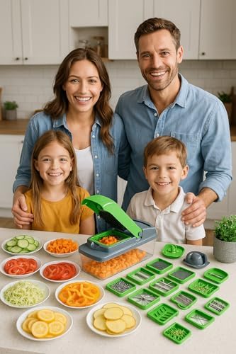 ZARIN 16‑in‑1 Vegetable Chopper & Slicer – Multi-Function Kitchen Gadget for Onions, Fruits & Vegetables – Mandoline Slicer with Interchangeable Blades for Easy Meal Prep - Image 6