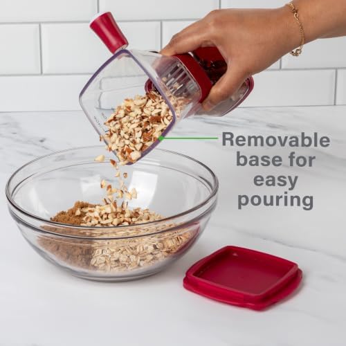 PrepWorks Manual Nut Chopper, Chop Nuts With Coarse and Fine Functions, Red