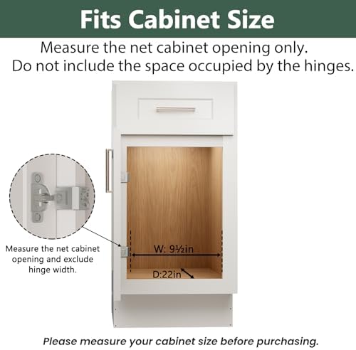 2 Tier Individual Pull Out Cabinet Organizer 9" W x 21½" D, Slide Out Kitchen Cabinet Storage Sliding Shelves
