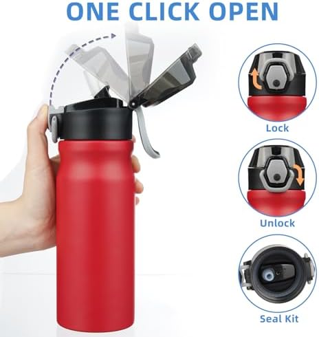 BJPKPK 18 oz Water Bottle with Straw & Handle, Insulated Stainless Flask - Image 3