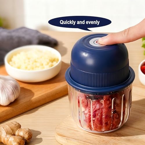 New Upgrade 350ML Glass Bowl Food Processor Small, Electric with Type C Charger Meat Grinder & Food Chopper Meat Grinder for Home Use, Mini Food Processor for Kitchen, Vegetable, Onion, Garlic, Salad - Image 6