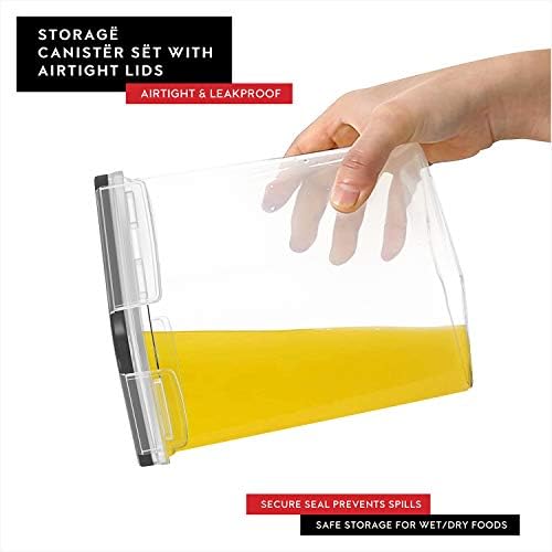 Airtight Food Storage Container Set - 8 Pieces 1.4L - Plastic BPA Free Kitchen Pantry Storage Containers with Lids - Dishwasher Safe - Include 8 Labels - Keeps Food Fresh & Dry