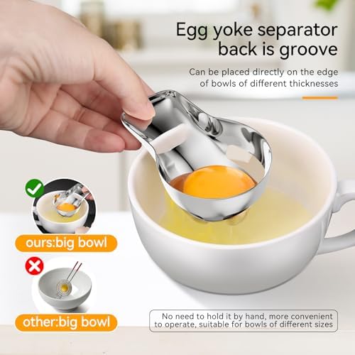 Egg Yolk Separator，Egg Separator for Raw Eggs,Food Grade Stainless Steel Egg Yolk White Separator, Kitchen Baking Gadgets - Image 3