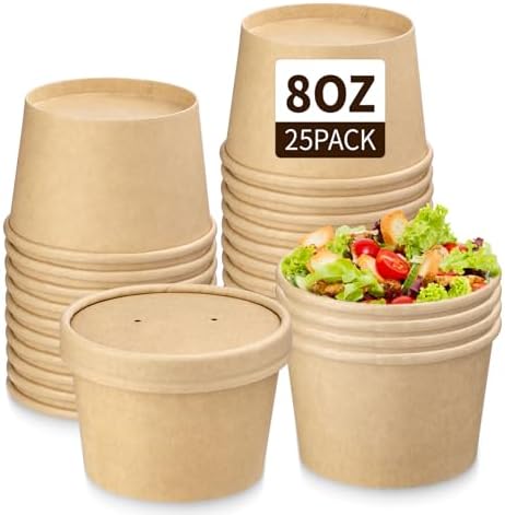 Wuadua 12 oz Disposable Kraft Paper Soup Containers with Lids- 75 Pack by Wuadua