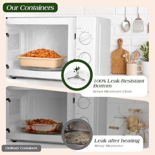 100 Piece (50 Pack) Meal Prep Containers with Lids, 28 oz Cornstarch Food Storage Containers Plant-based Lunch Box for Salad,BPA Free Plastic Take Out Containers Microwave and Freezer Safe