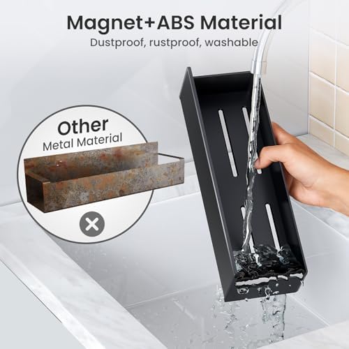 Magnetic Spice Rack for Refrigerator Black, 4 Pack