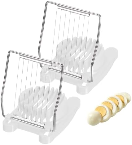 uxcell 2 Pack Egg Slicer for Hard Boiled Eggs, Stainless Steel Wire, White by uxcell