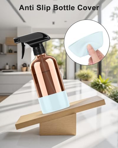Bontip Amber Glass Spray Bottle, 16 oz with Blue Silicone Sleeve, 1 Pack - Image 5