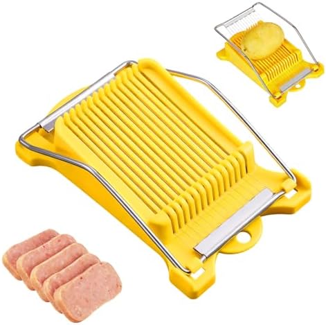 Heavy Duty Luncheon Meat Slicer, Egg Cutter with 14 Precise Slices, Stainless Steel Kitchen Slicing Tool for Egg,Bananas, Avocados,Luncheon (Yellow, 14 slicer) by Unknown