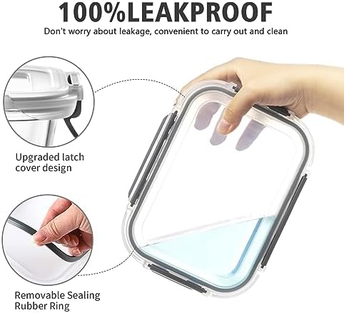 24 Pieces Glass Food Storage Containers with Lids,Glass Meal Prep Containers Set with Locking Lid,Airtight Glass Lunch Container for Kitchen,BPA Free(12 Lids & 12 Containers)