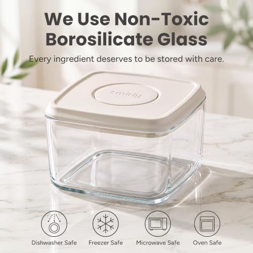 Glass Airtight Food Storage Containers with Pop Lids - White