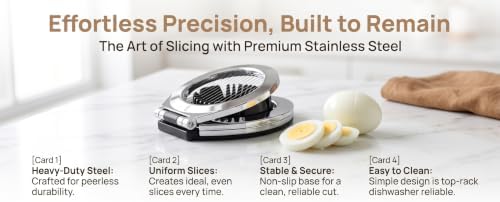 Professional Stainless Steel Egg Slicer - Heavy Duty Egg Cutter with Reinforced 304 Wires, 100% Dishwasher Safe, Rust-Proof Slicer for Boiled Eggs, Strawberries, and Mushrooms/Black - Image 7